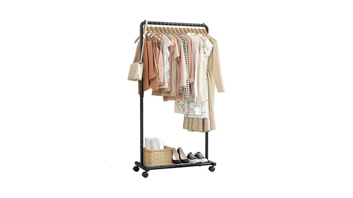 Sakugi Clothes Rack - Clothing Rack With Storage Mesh Shelf
