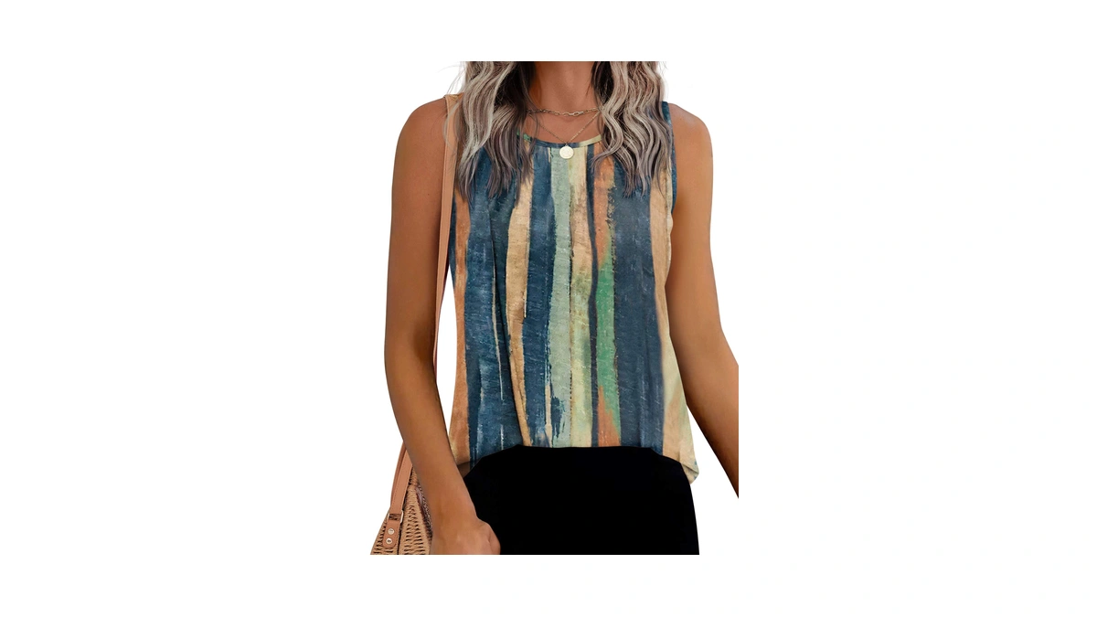 Beyove Womens Summer Tank Tops Sleeveless Chiffon Blouses Pleated Loose