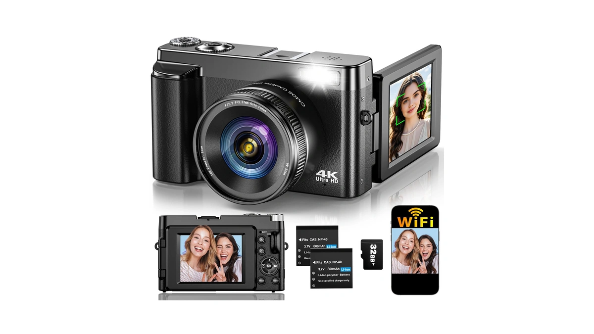 4k Digital Camera For Photography Autofocus, Upgraded 64mp Wifi Vlogging