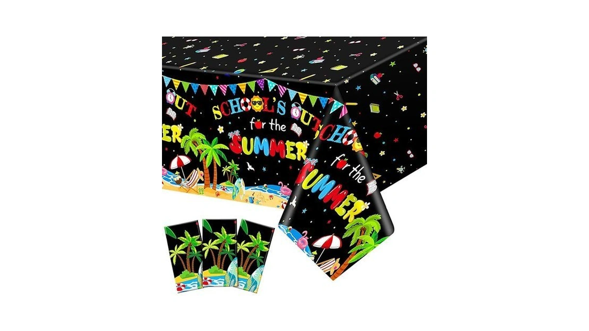 Hahafelt 3 Pack School's Out For Summer Tablecloths 54x108", End