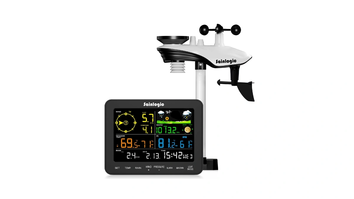 Sainlogic Weather Station Wireless, Weather Station With Rain Gauge, Wind