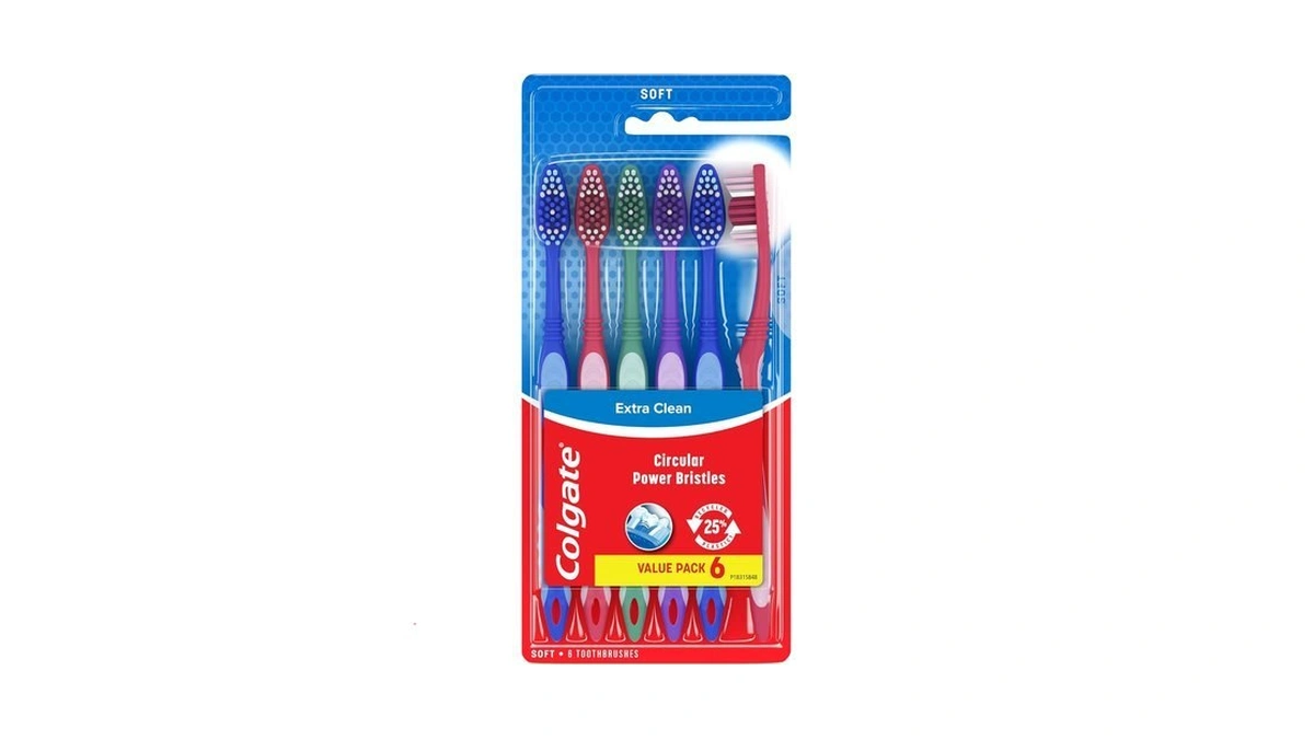 Colgate Extra Clean Toothbrush, Soft Toothbrush For Adults, 6 Count