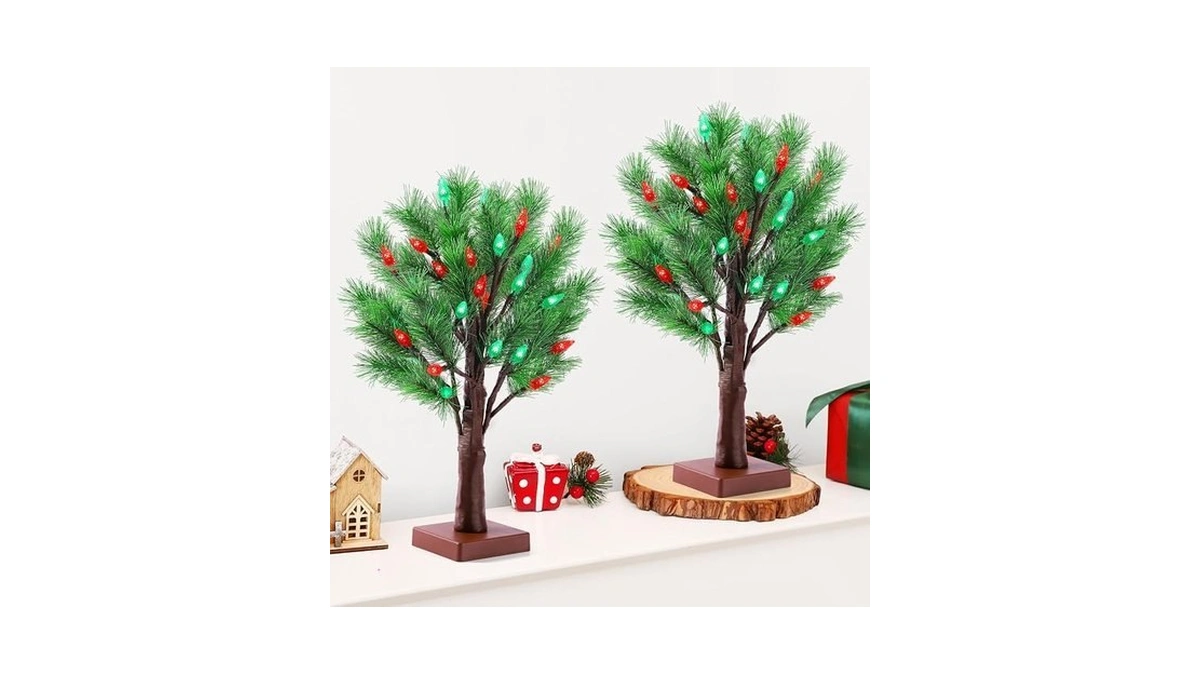 2 Pack Christmas Decorations Indoor Artificial Lighted Christmas Tree With
