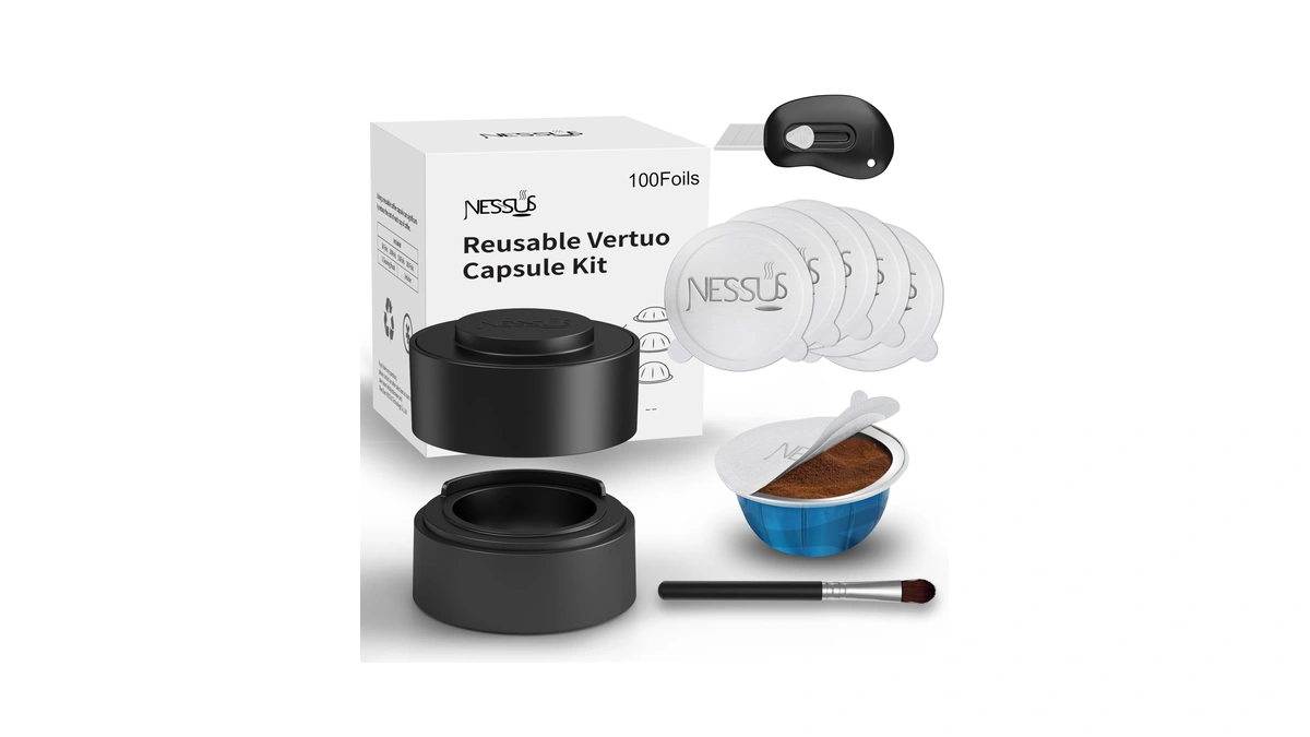 Nessus Reusable Pod Kit For Nespresso Pods Vertuo, Reuse Old