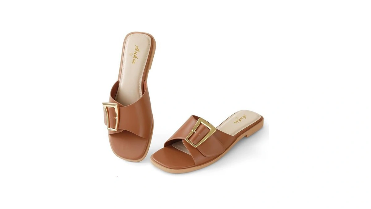 Ankis Brown Women's Flat Sandals Comfortable Flat Sandals For Dressy