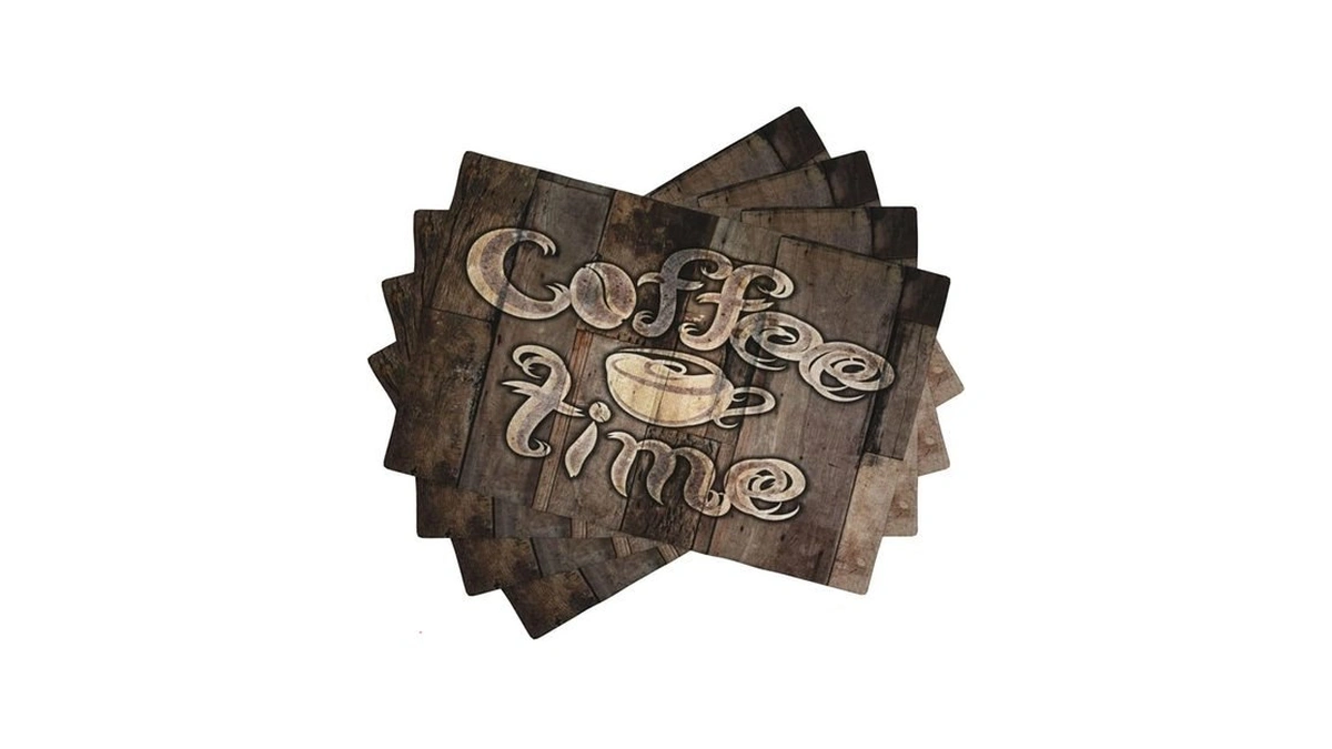 Coffee Place Mats Set Of 4,coffee Time Phrase With A
