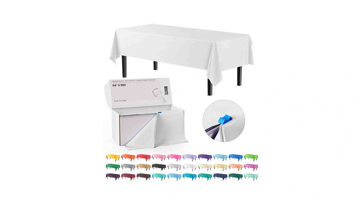 Party Solids 54 Inch X 300 Feet White Plastic Table