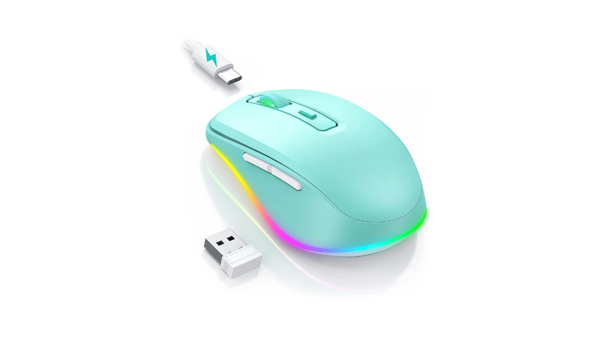 Peious Wireless Mouse, Mouse Jiggler - Led Wireless Mice With