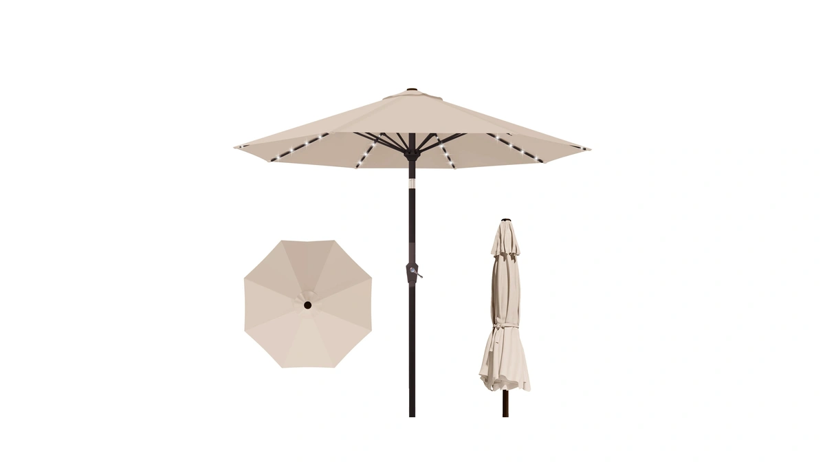 Kingdura Outdoor Patio Umbrella With Solar Li...