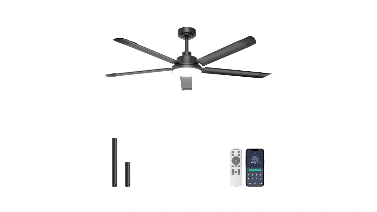 Ohniyou 60'' Ceiling Fan With Lights, Industrial Ceiling Fan With
