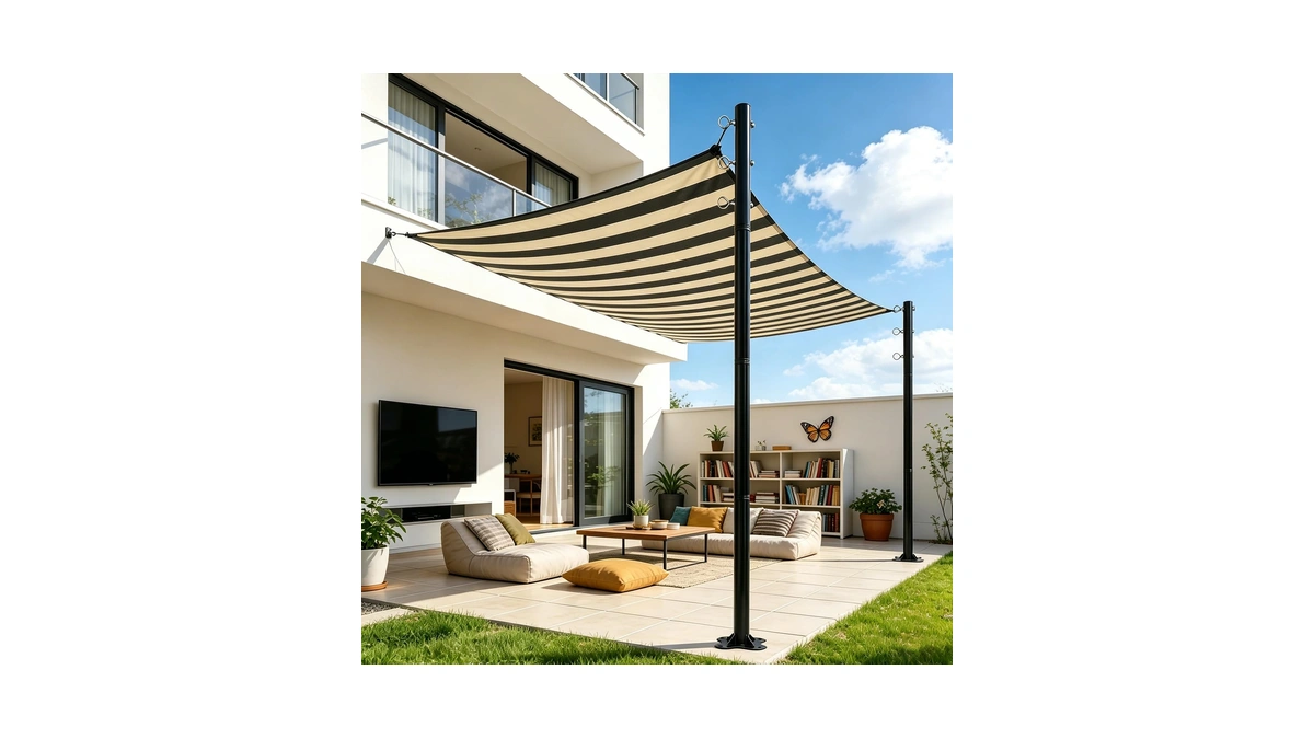 2 Pack 12 Ft Shade Sail Poles, Heavy Duty Metal