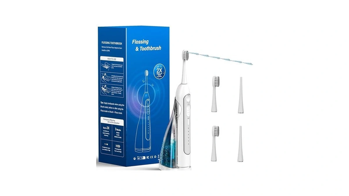 Becoolpet Electric Toothbrush With Water Flosser,portable Flossing Toothbrush,ipx8 Waterproof,equipped Brush