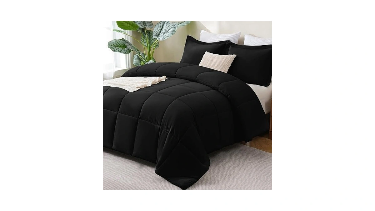 Cozylux Queen Comforter Set Black - 270gsm 3 Pieces Box