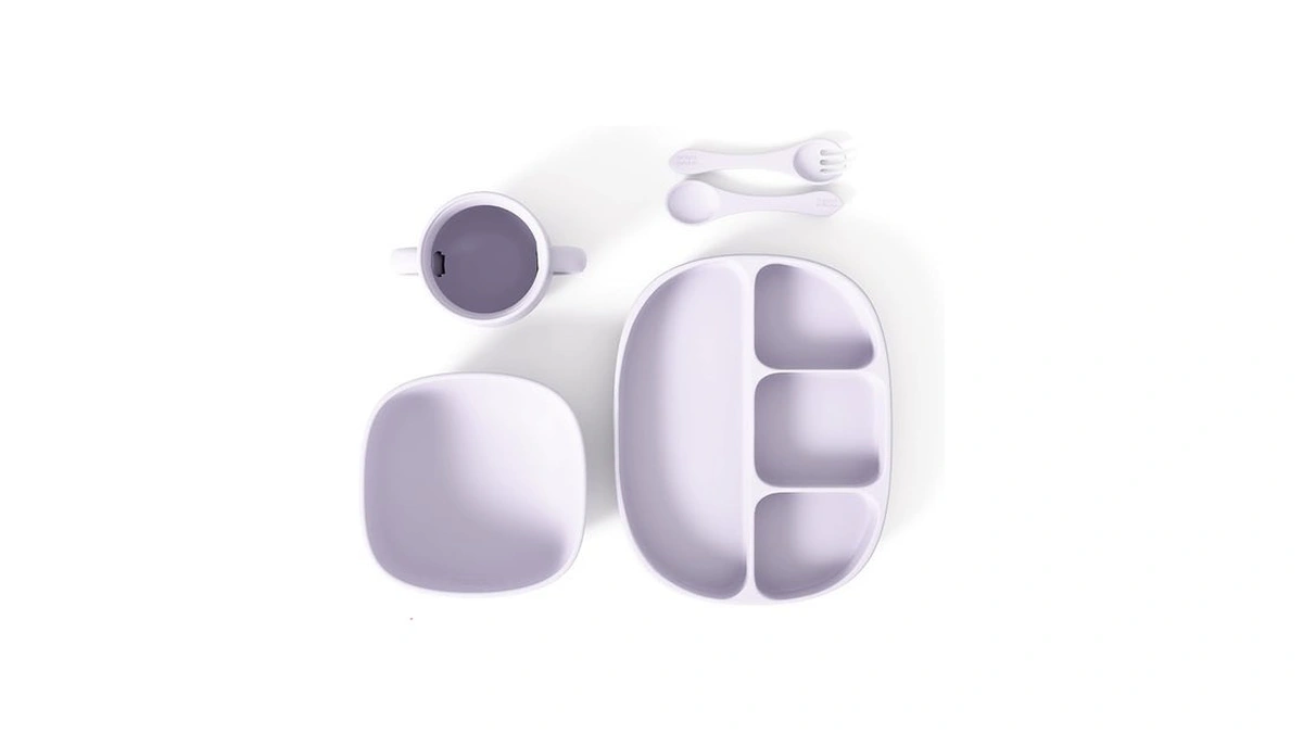 Baby Dinnerware Set By Muqee Peeko In A Sweet Lilac