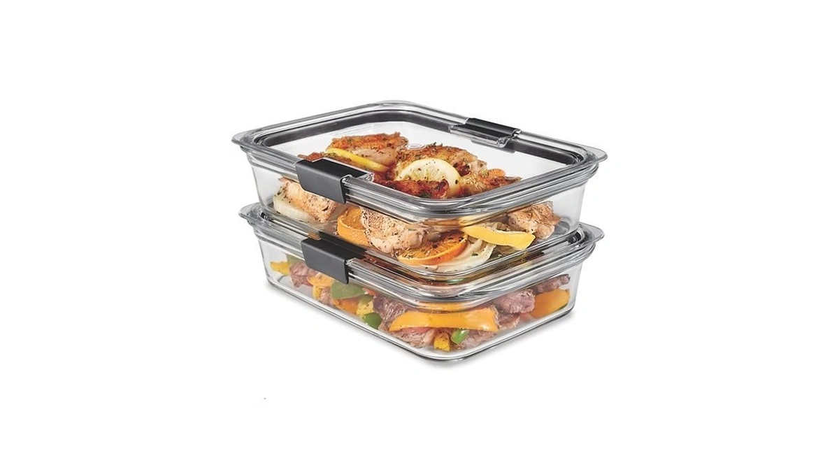 Rubbermaid Brilliance Glass Food Storage Containers, 8 Cup, Set Of