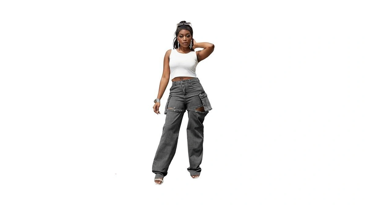 Amazon : Women Cargo Jeans Y2k High Waisted Baggy