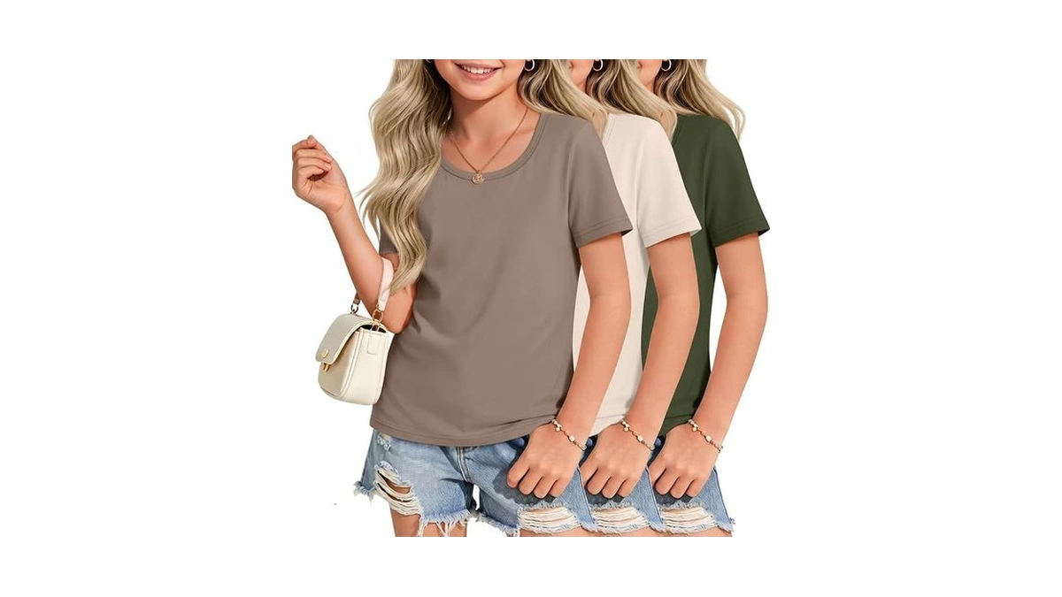 Lessonzoo 3 Pack Girl's T Shirts Short Sleeve Crew Neck