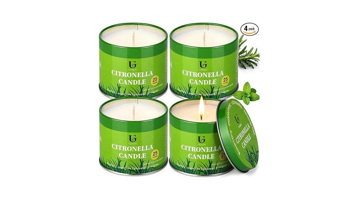 Ugbem Citronella Candles Outdoor For Camping Patio, Essential Oil Candles
