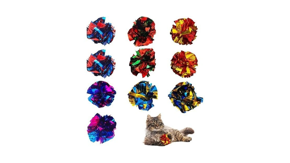 Quvovid Cat Crinkle Ball Toys 10 Packs For Indoor Cats