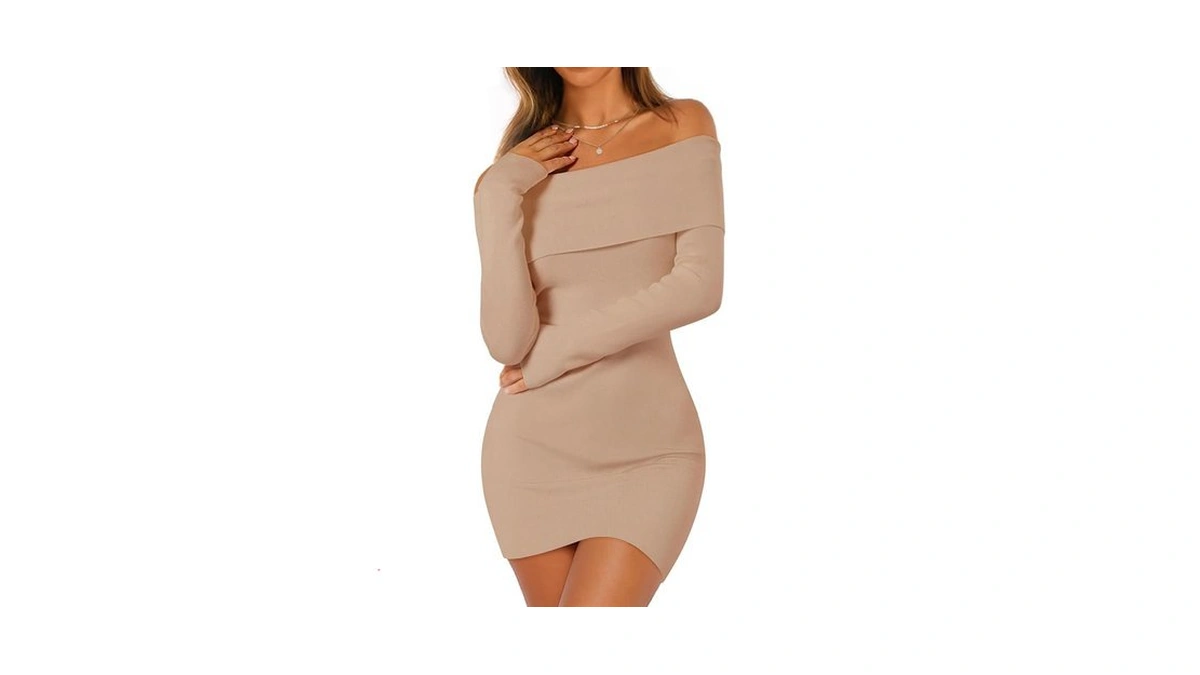 Merokeety Women's Sexy Off Shoulder Sweater Dress 2026 Winter Spring
