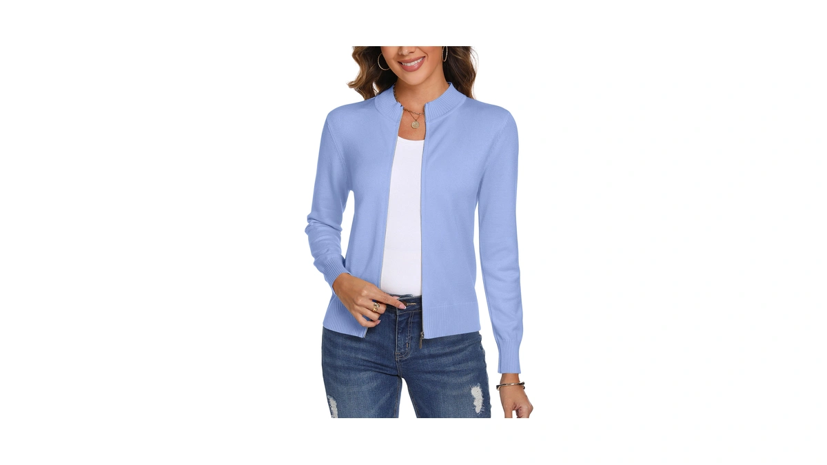 Totatuit Womens Zip Up Jacket Lightweight Knit Cardigan Long Sleeve
