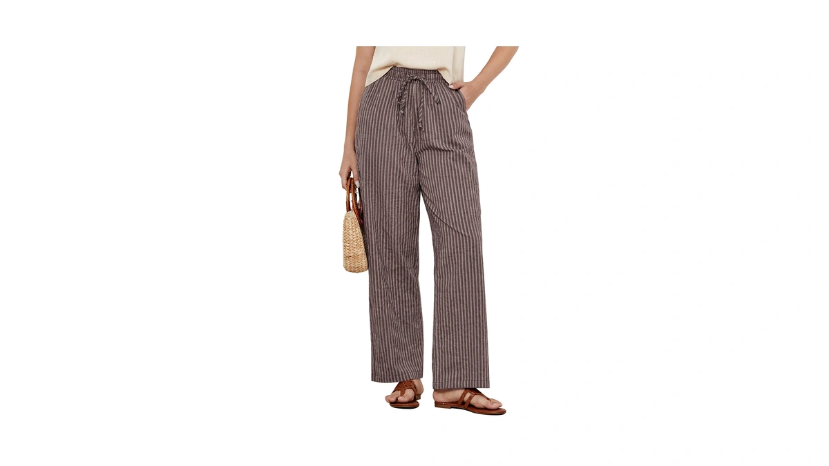 Grapent Brown Pants Women Linen Palazzo Pants For Women Linen