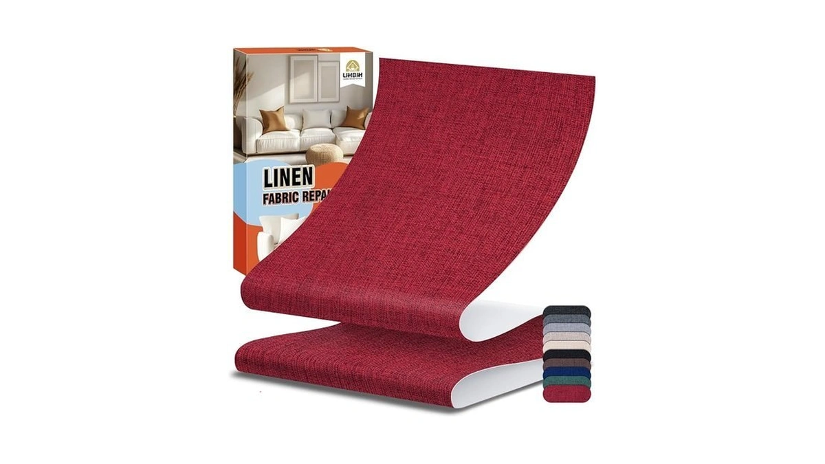 Lihbih Linen Fabric Repair Tape 4x79 Inch, Self Adhesive Couch