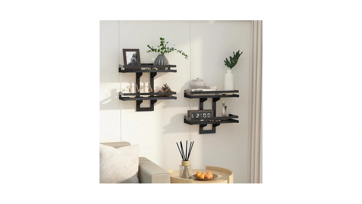 Mtgstocl Floating Shelves For Wall, 2-tier Wood Hanging Decor Storage