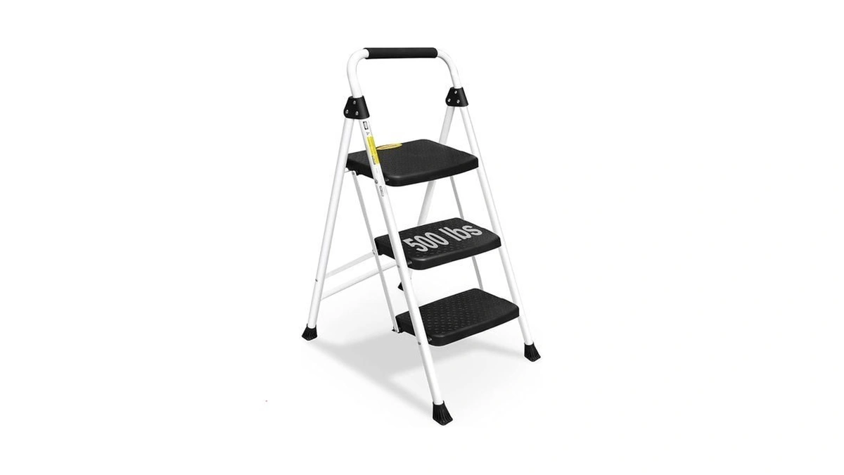 Soctone 3 Step Ladder, Folding Step Stool For Adults With