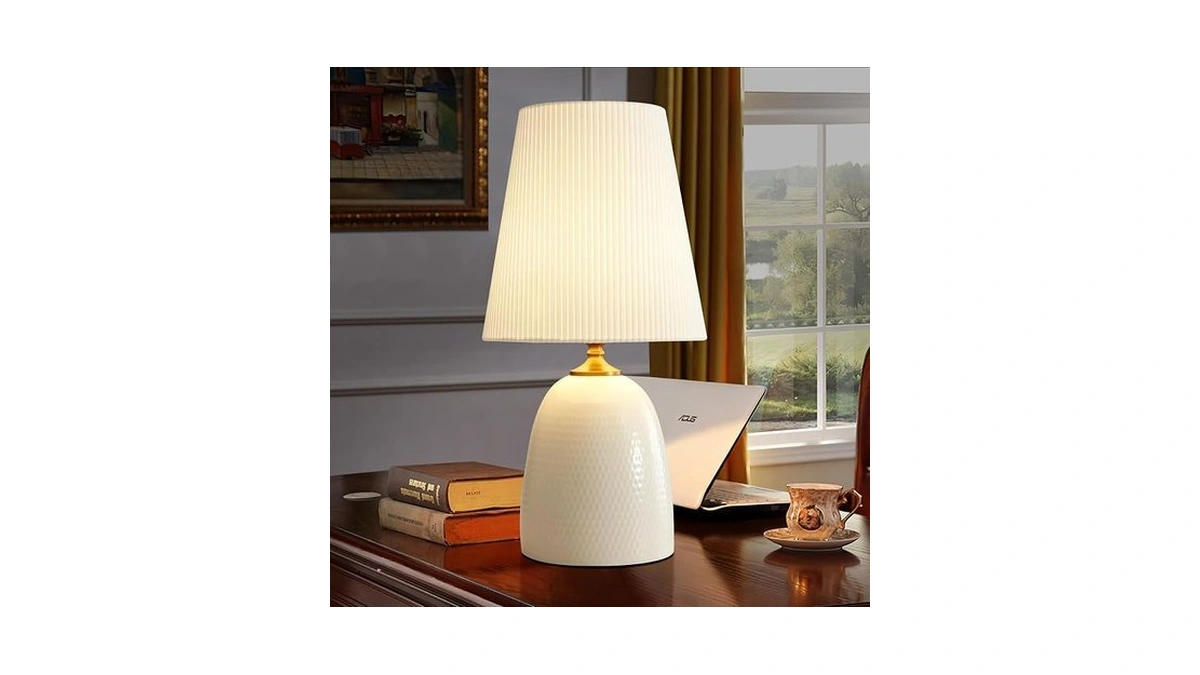 Waikmdv Modern Textured Ceramic Table Lamps 22.75in, White Table Lamp