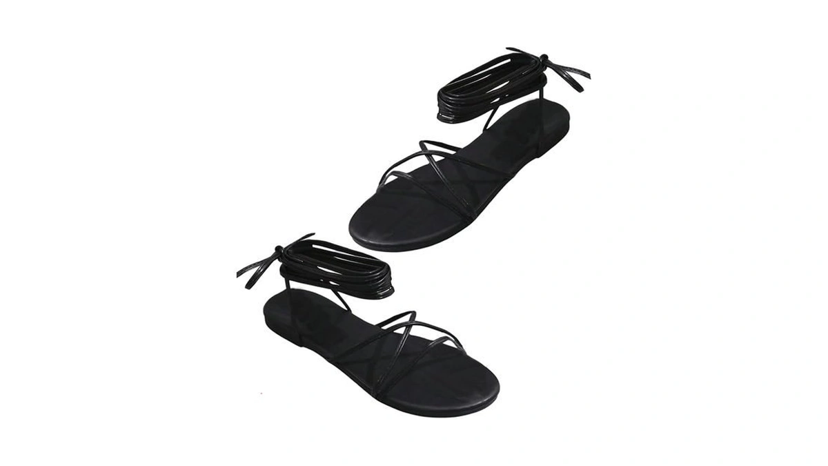 Gorglitter Women's Lace Up Strappy Flat Sandals Wrap Tie Up