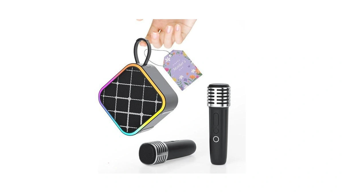 Mini Portable Karaoke Machine With 2 Wireless Mic,home Karaoke System