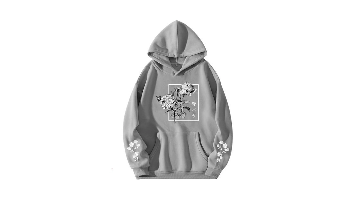 Sulayesh Rose Floral Graphic Hoodie For Men Aesthetic Japanese Cool