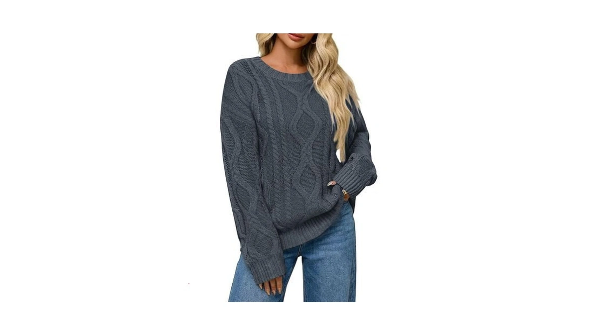 Lagracia Women’s Oversized Cable Knit Sweaters Long Sleeve Pullover Crew