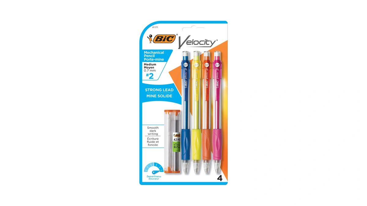 Bic Velocity Mechanical Pencils, With Colorful Barrel, Medium Point (0.7