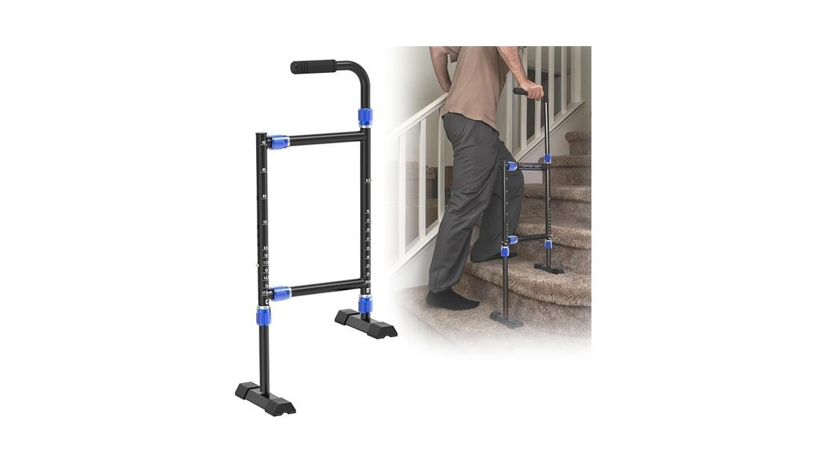 Height & Width Adjustable Stair Assist Cane For Seniors, Customizable