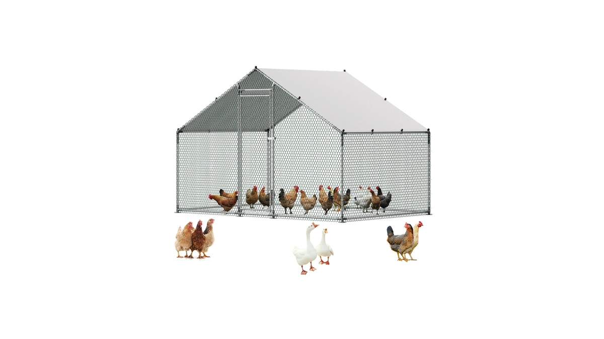 Vevor Large Metal Chicken Coop With Run, Walkin Chicken Coop