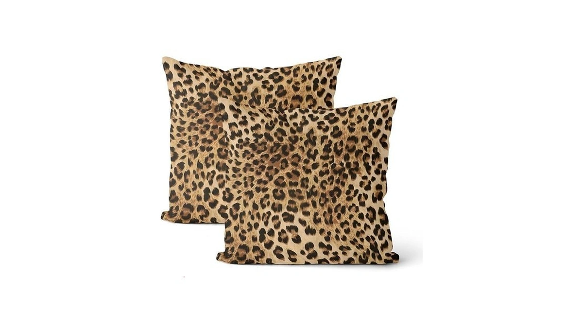 Leopard Print Pillow Covers 18x18 Inch 2 Pcs Brown Beige