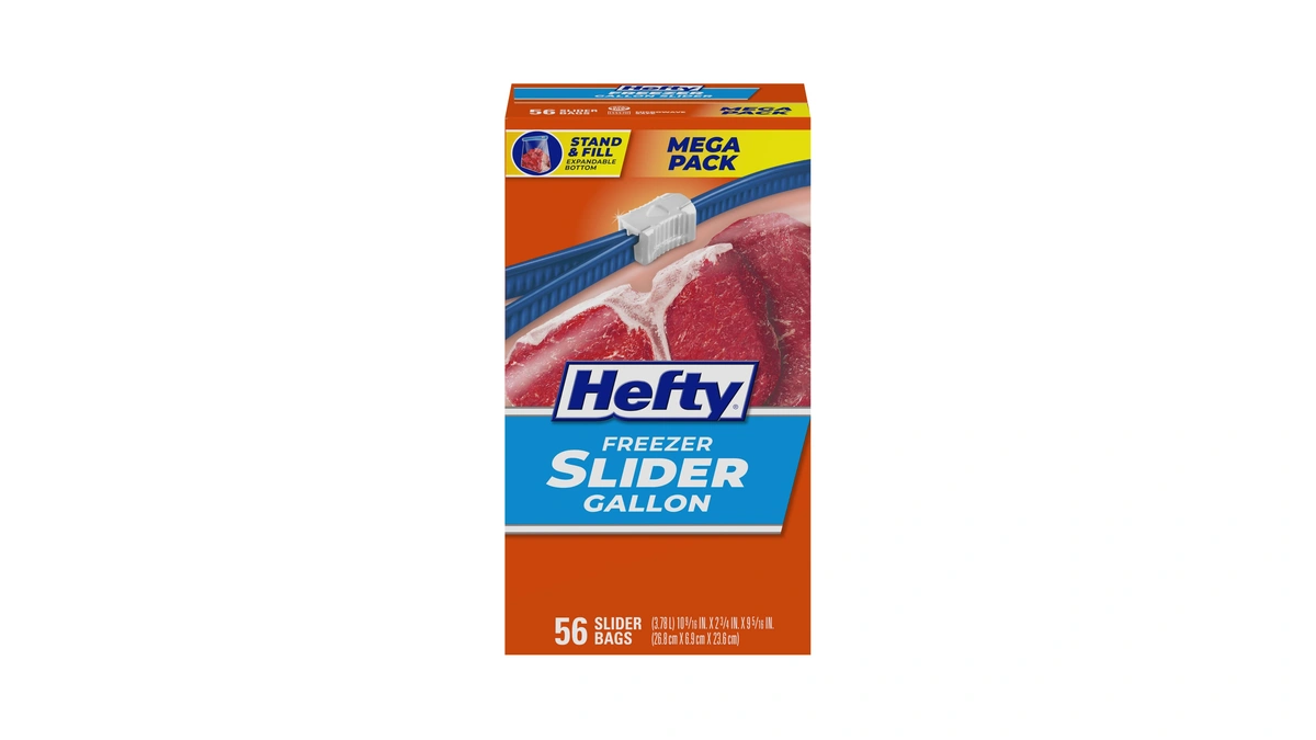 Hefty Slider 1 Gallon Freezer Bags, 56 Count, Gallon Slider