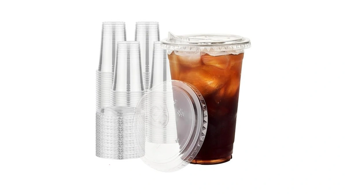Vpackduo Plastic Cups With Lids 16 Oz 100 Pack, Clear