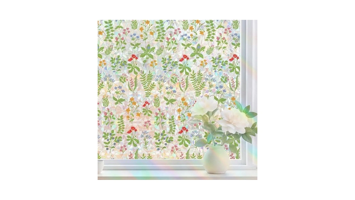 Tymina Window Privacy Film, Stained Glass Window Film Decorative Window