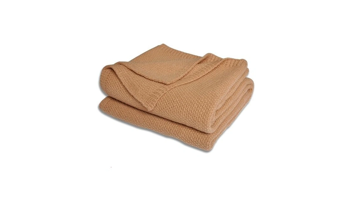 Mulnro Khaki Waffle Texture Throw Blanket For Couch,soft Cozy Cable