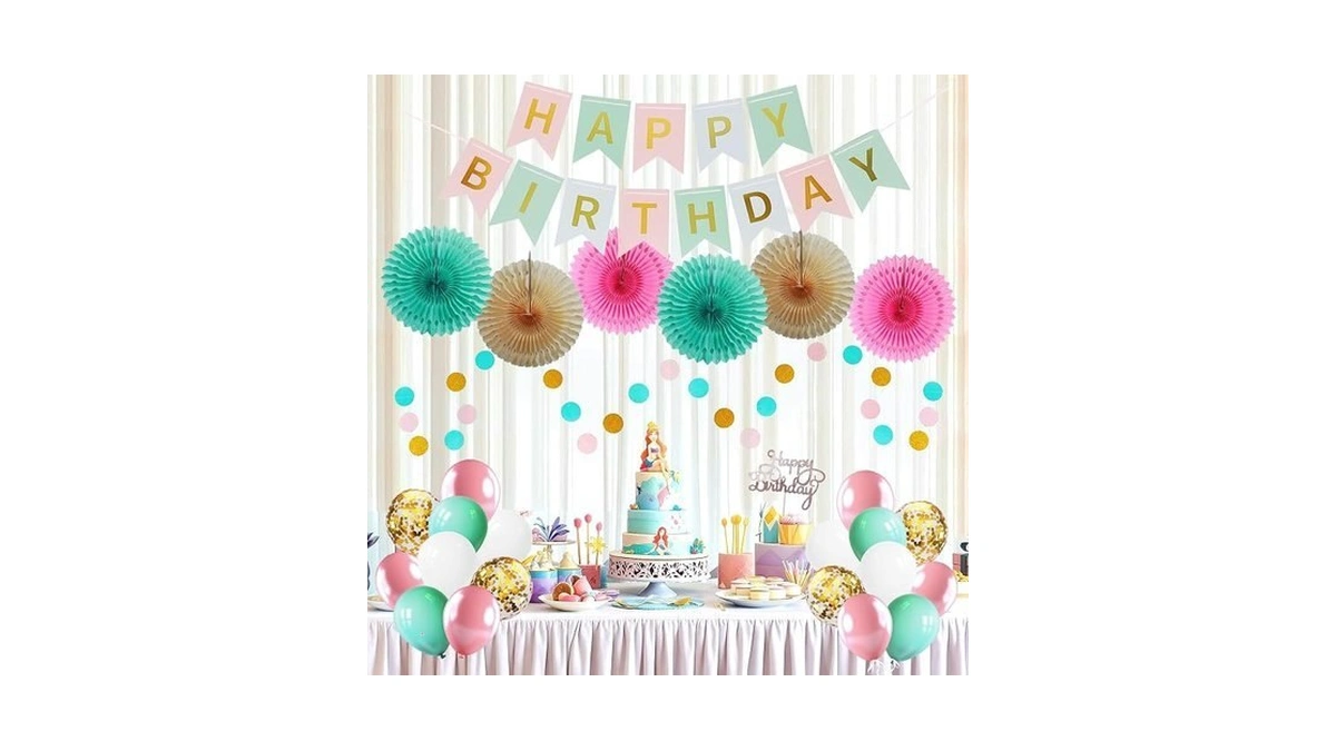 Birthday Decorations For Men Women Pink Green Gold Birthday Party