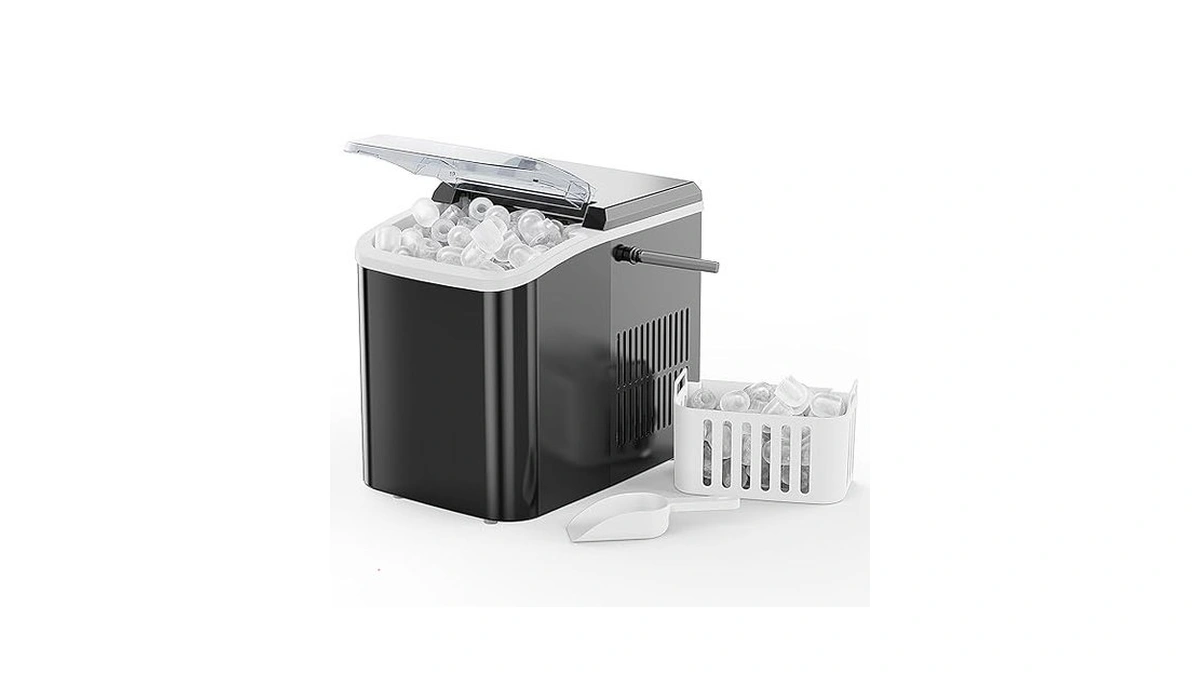 Newbulig Ice Makers Countertop With Handle, Portable Ice Machine, 9