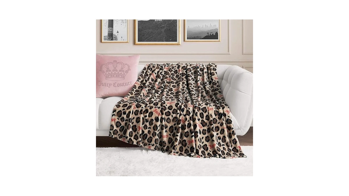 Juicy Couture Oversized Plush Throw Blanket 60" X 70", Lush