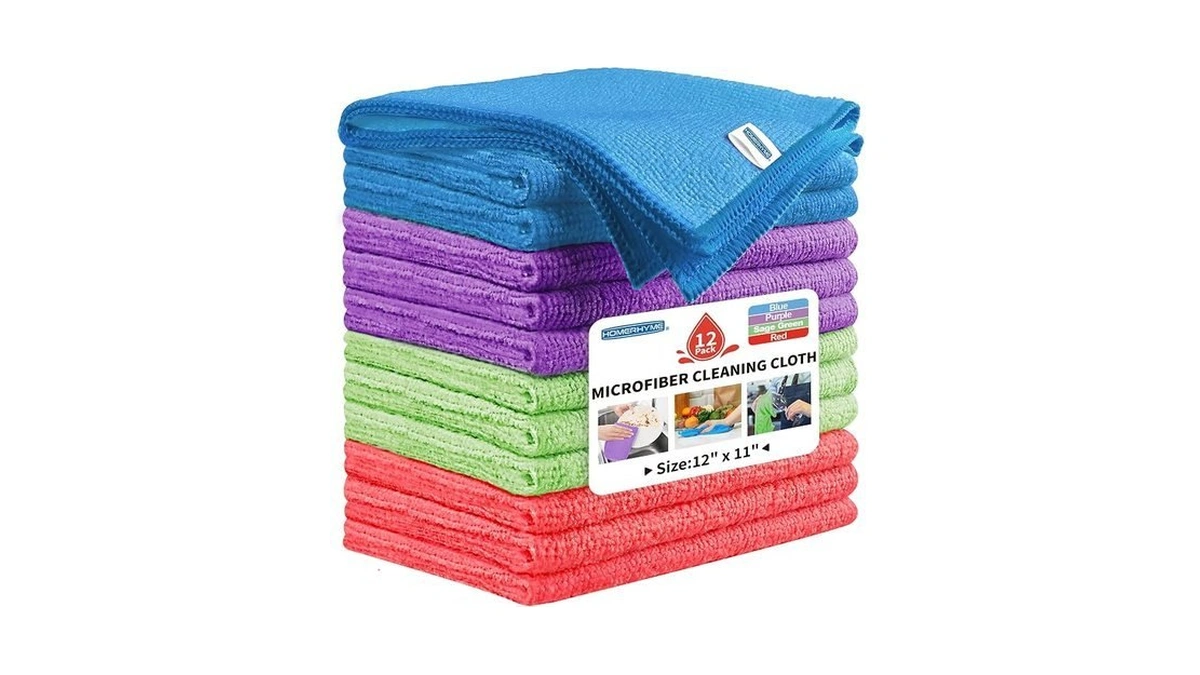 Homerhyme Microfiber Cleaning Cloth, 12 Pack Cleaning Rags,12" X 11"