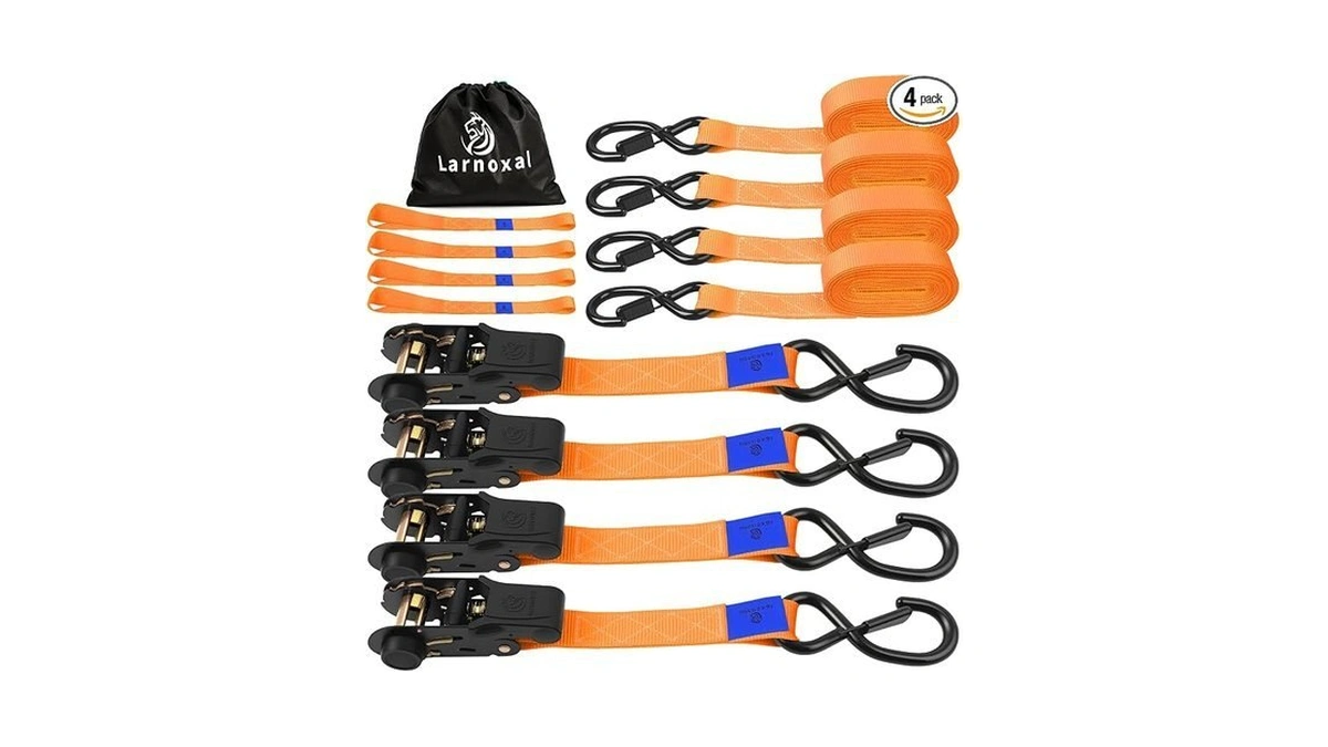 Larnoxal Ratchet Straps 4 Pack - 1,826 Lbs Break Strength,