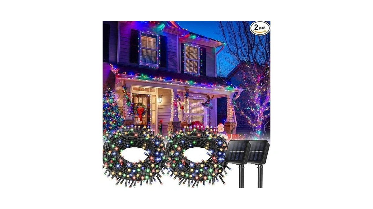 Sfndou 2 Pack Solar String Lights For Outside,each 33ft 100