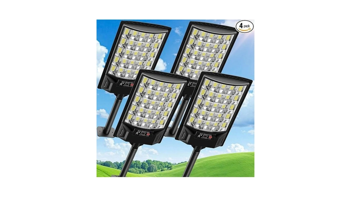 Aqraou Solar Street Lights Outdoor, 6500k Outside Waterproof Led Street