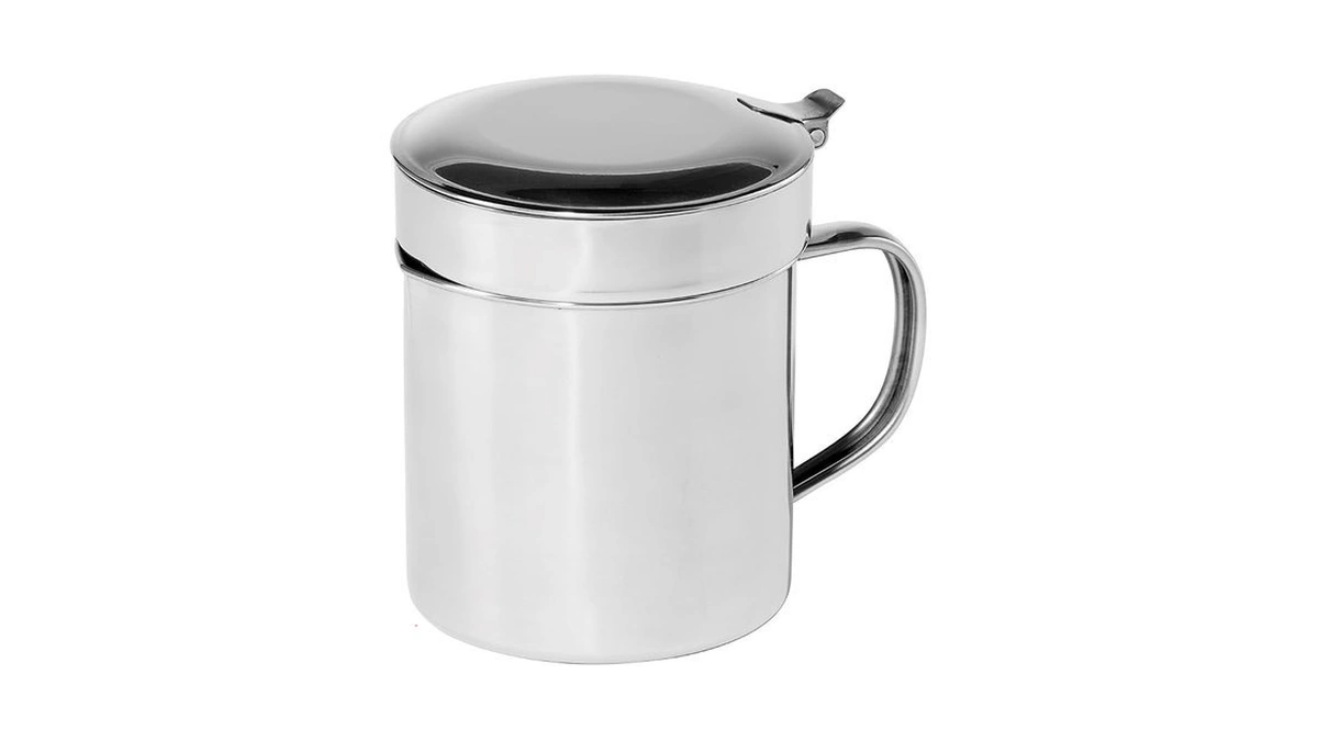 Oggi Stainless Steel Grease Container With Handle, Removable Strainer And